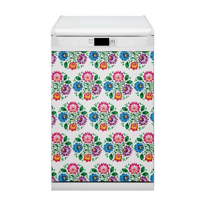 Magnetic dishwasher cover Folk style flowers