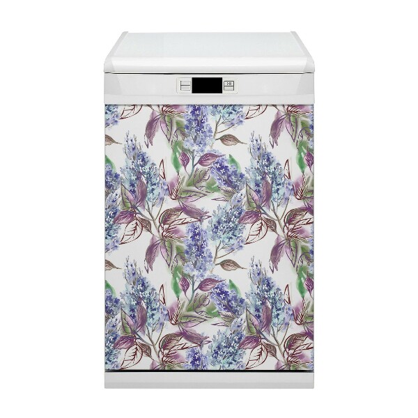 Magnetic dishwasher cover Purple leaves