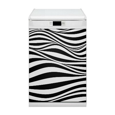 Magnetic dishwasher cover Black and white waves