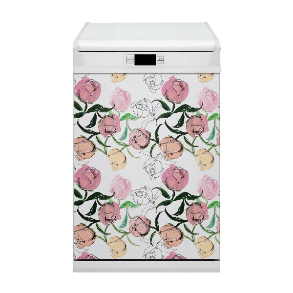 Magnetic dishwasher cover Peonies