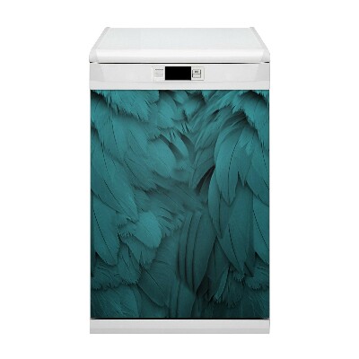 Magnetic dishwasher cover Blue feathers