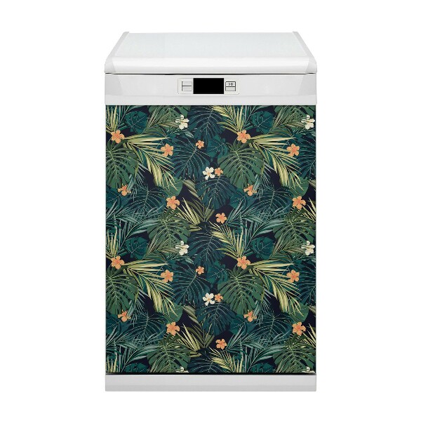 Magnetic dishwasher cover Flowers and leaves