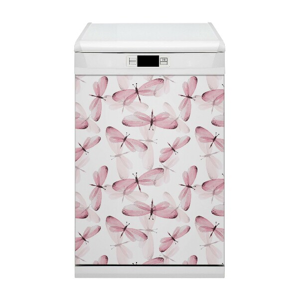 Magnetic dishwasher cover Pink dragonflies