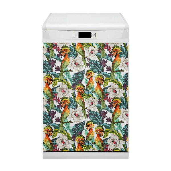 Dishwasher cover magnet Exotic birds