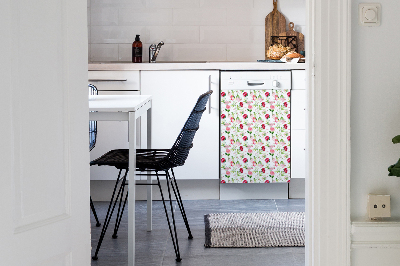 Magnetic dishwasher cover Red flowers