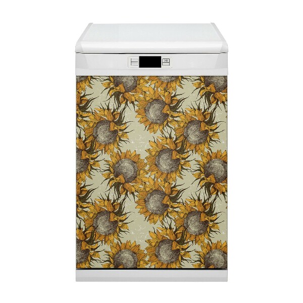 Dishwasher cover magnet Retro sunflowers
