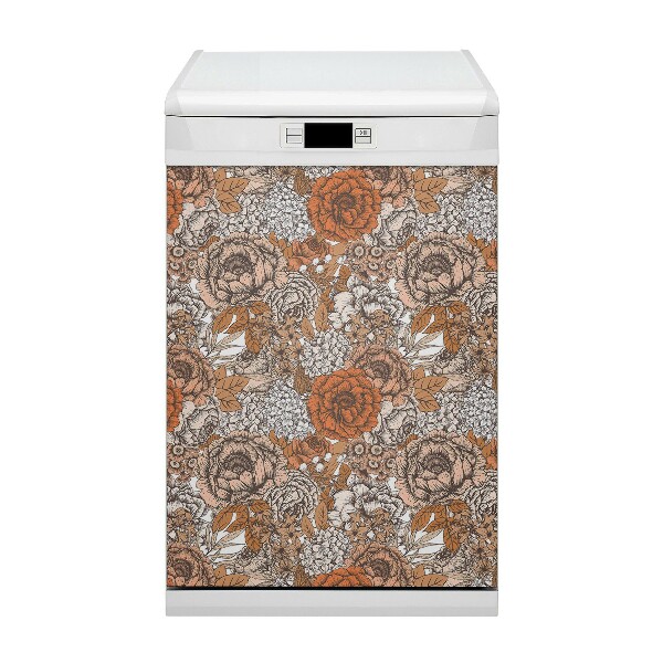 Magnetic dishwasher cover Orange roses