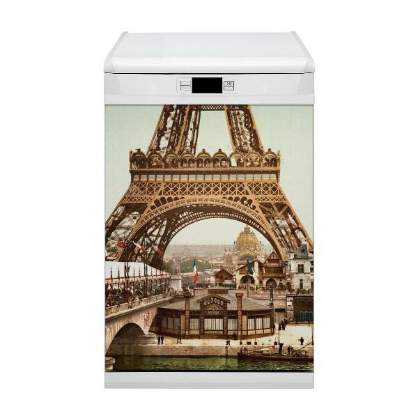 Magnetic dishwasher cover Eiffel Retro tower