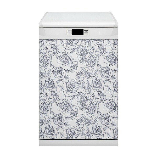 Dishwasher cover magnet Blue roses