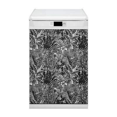 Magnetic dishwasher cover Part-white leaves