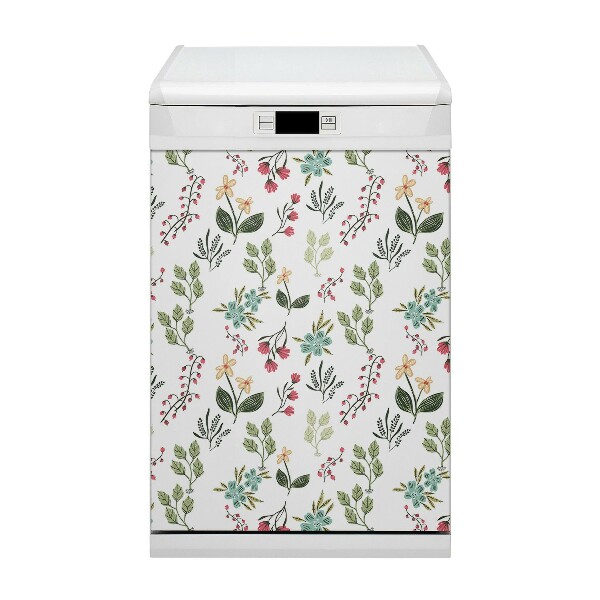 Magnetic dishwasher cover Berries and flowers