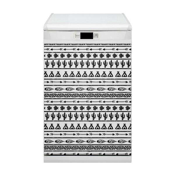 Dishwasher cover Boho black and white