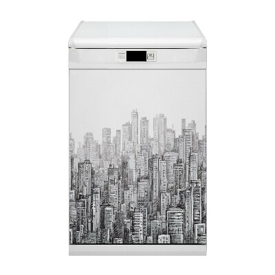 Magnetic dishwasher cover Black city