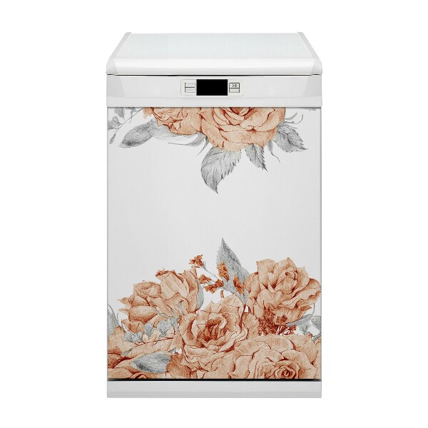 Magnetic dishwasher cover Flowering roses