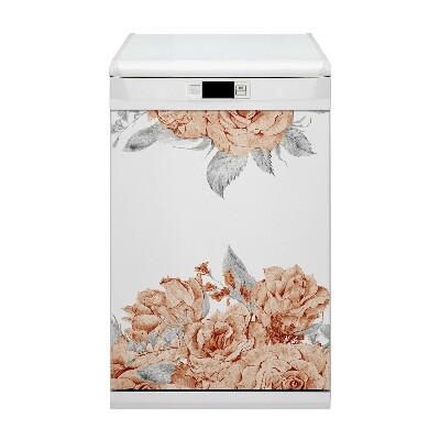 Magnetic dishwasher cover Flowering roses