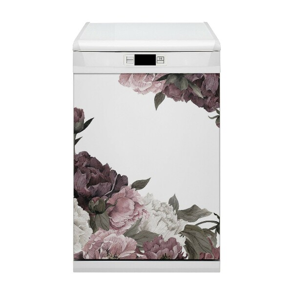 Magnetic dishwasher cover Peonies