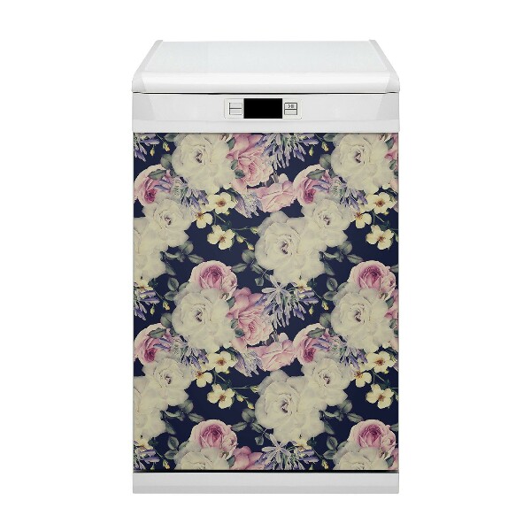 Magnetic dishwasher cover Baroque flowers