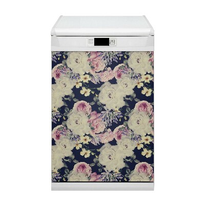 Magnetic dishwasher cover Baroque flowers