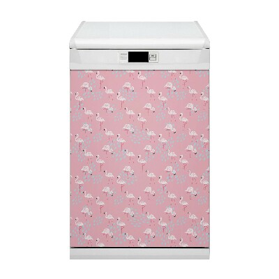 Magnetic dishwasher cover Flamingos