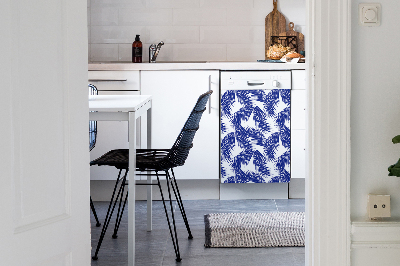 Magnetic dishwasher cover Navy blue leaf