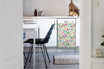 Magnetic dishwasher cover Colorful flowers