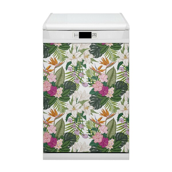 Dishwasher cover magnet Exotic flowers