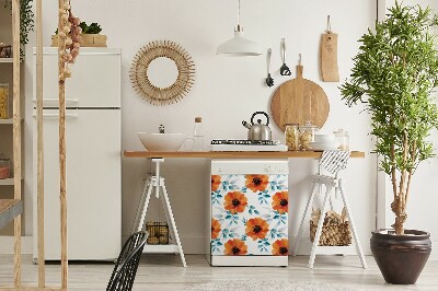 Magnetic dishwasher cover Orange flower