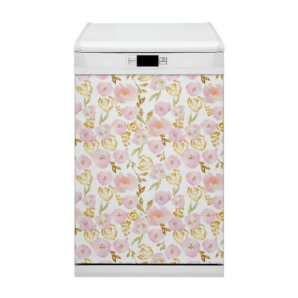 Dishwasher cover magnet Pink flowers