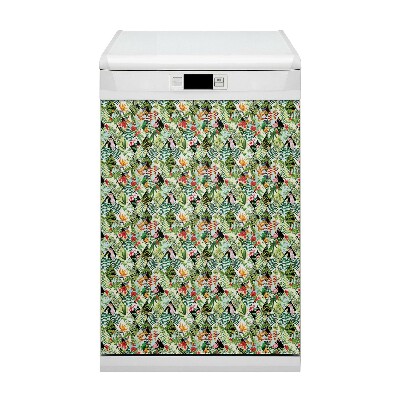 Magnetic dishwasher cover Flowers and birds