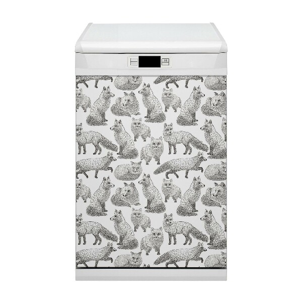 Magnetic dishwasher cover Sketched foxes