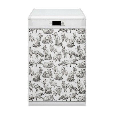 Magnetic dishwasher cover Sketched foxes