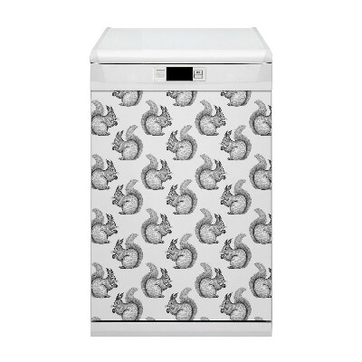 Magnetic dishwasher cover Squirrel pattern