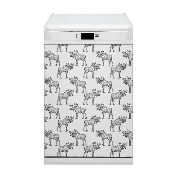 Magnetic dishwasher cover Elk on a green background