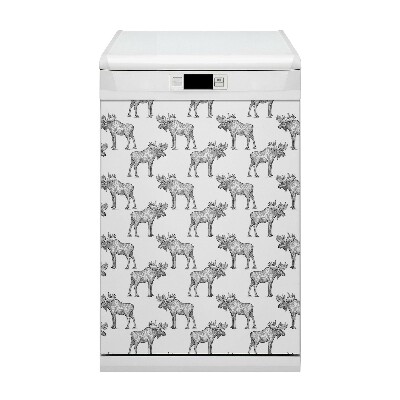 Magnetic dishwasher cover Elk on a green background