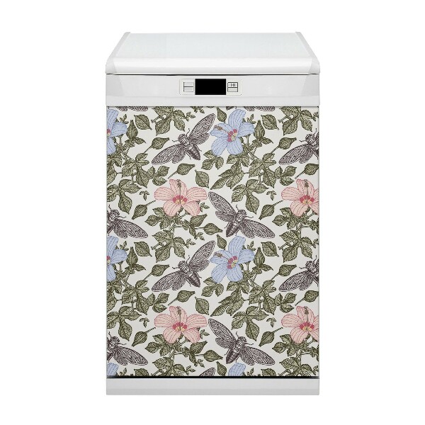 Magnetic dishwasher cover Butterflies and flowers