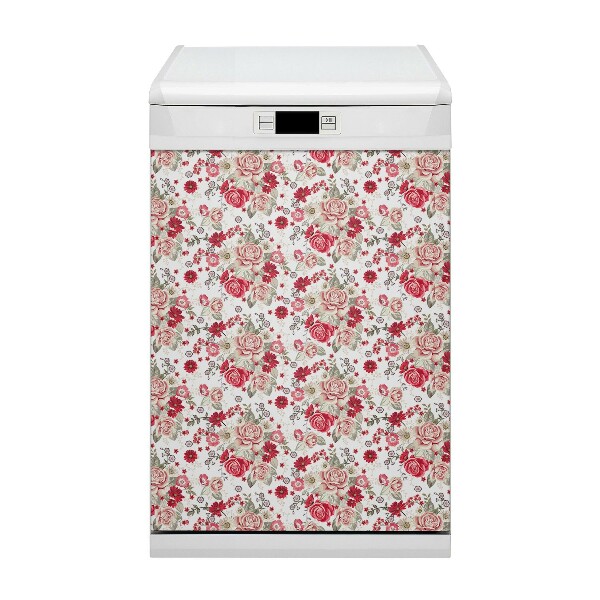Dishwasher cover Red flowers