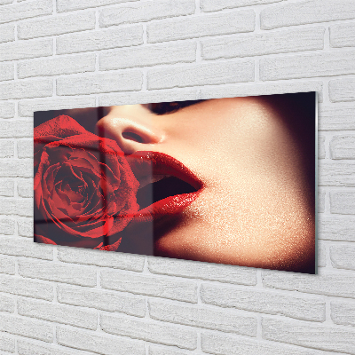 Acrylic print Mouth woman rose