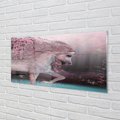 Acrylic print Unicorn lake trees