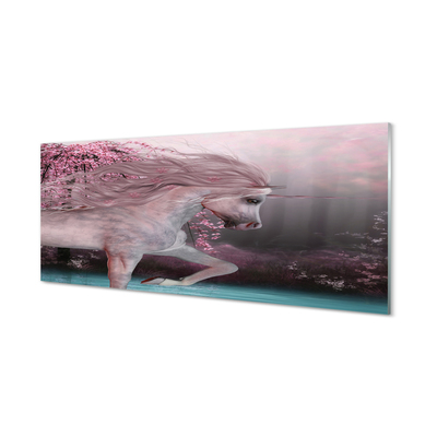 Acrylic print Unicorn lake trees