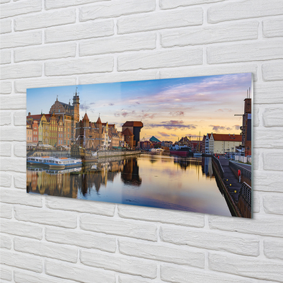 Acrylic print Port sunrise river gdansk