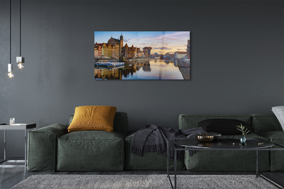 Acrylic print Port sunrise river gdansk