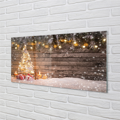 Acrylic print Snow christmas tree decoration