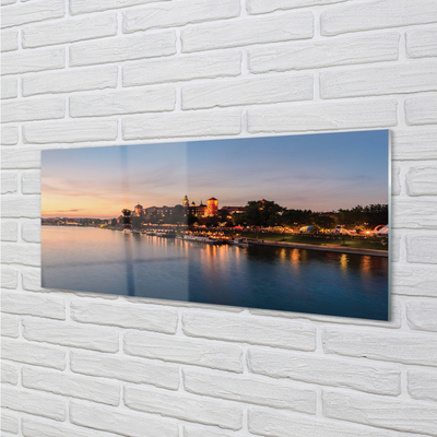 Acrylic print Krakow sunset river lock