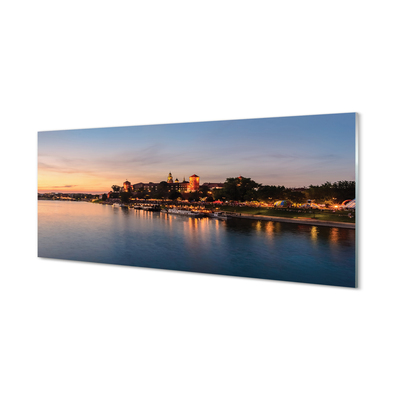 Acrylic print Krakow sunset river lock