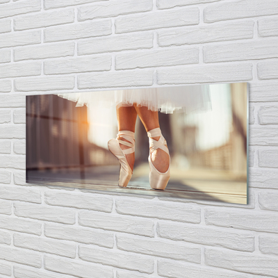 Acrylic print White ballet shoes woman's legs