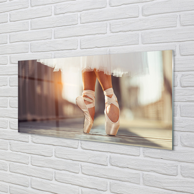 Acrylic print White ballet shoes woman's legs