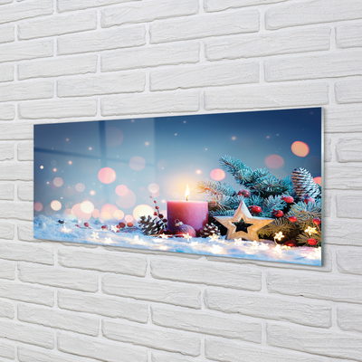 Acrylic print Santa snow candle