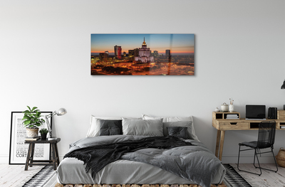 Acrylic print Night view of the skyscrapers of warsaw