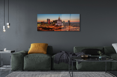 Acrylic print Night view of the skyscrapers of warsaw