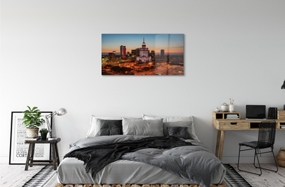 Acrylic print Night view of the skyscrapers of warsaw